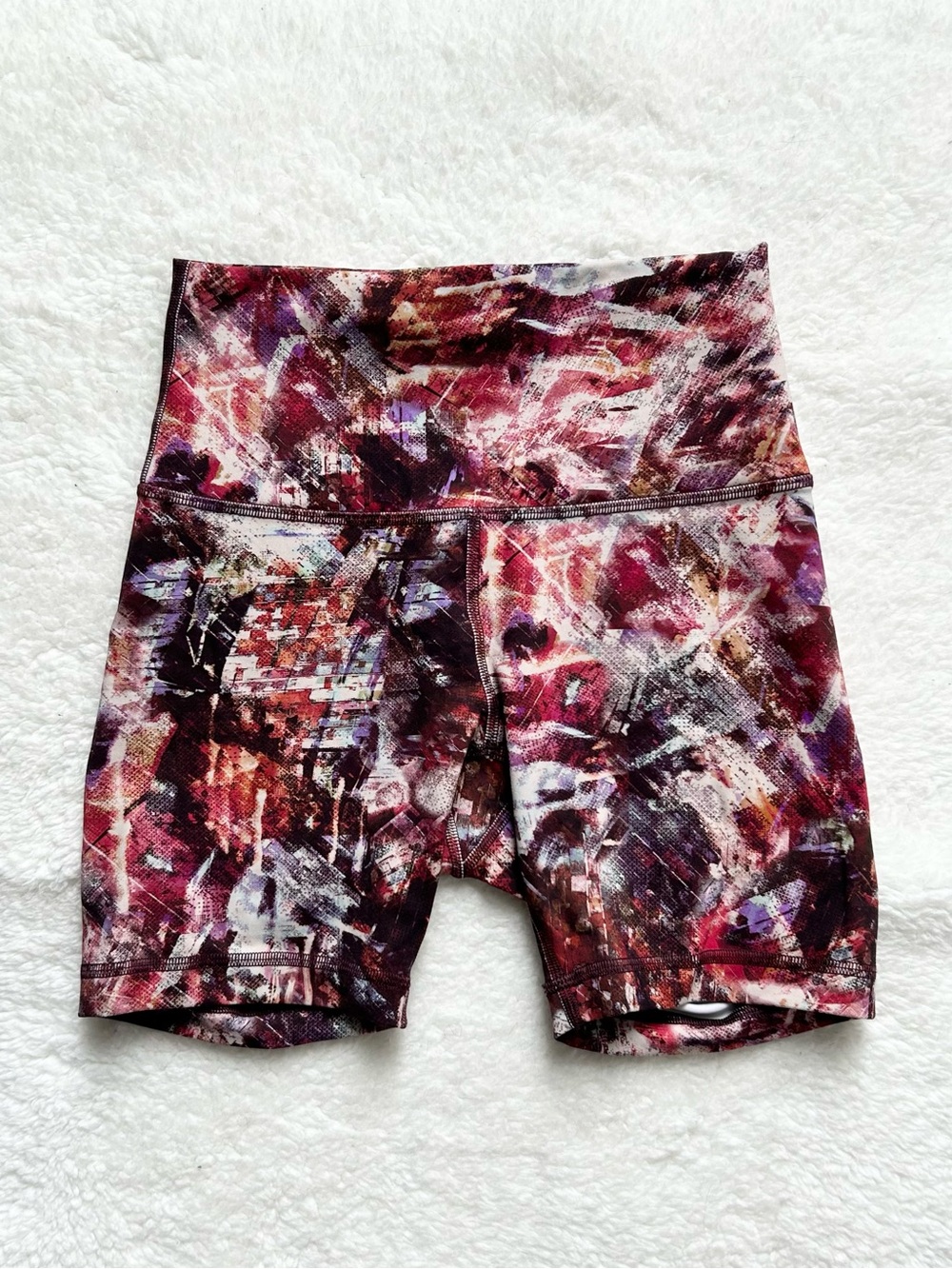 Lululemon Wunder Under Pink Abstract Printed Biker Athletic Shorts - Picture 1 of 7